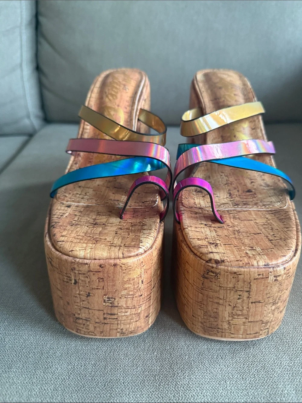 Cape Robbin Multi-Color Cork Platform Sandals